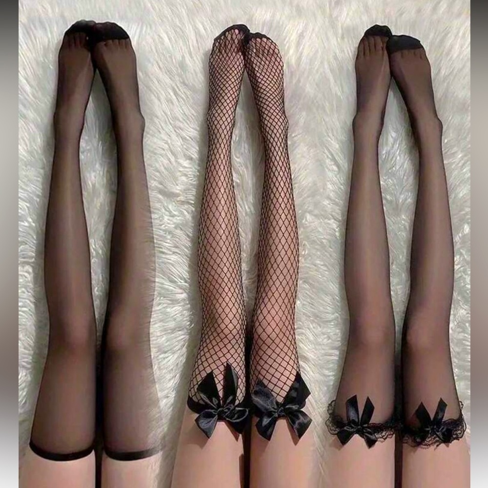 3 pair Set: Black Thigh High Stockings NEW 🏷️